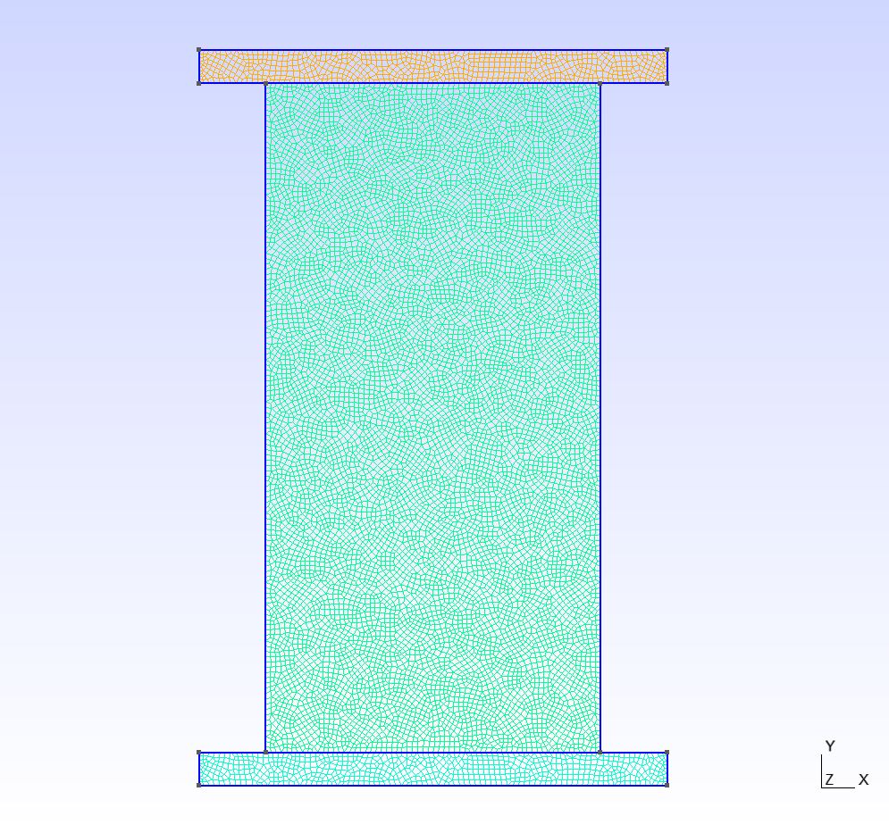 Uniaxial Compression Test Mesh with Quadrangle Elements